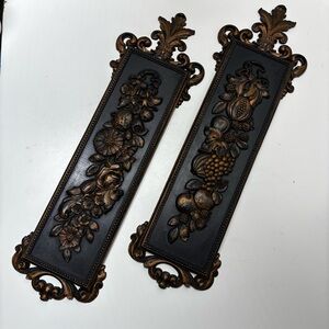 Dart Ind Coppercraft Guild set of 2 fruit and floral syroco wall plaques